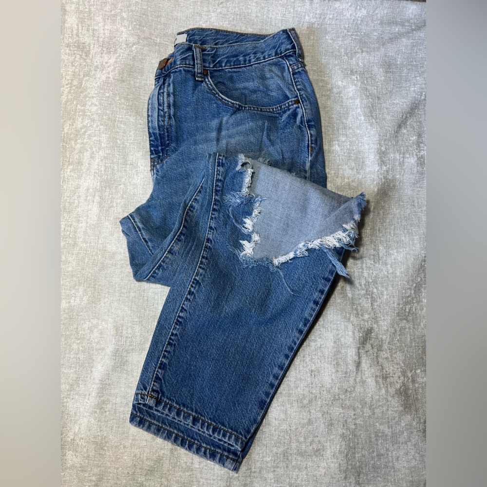 Distressed Blue Jeans